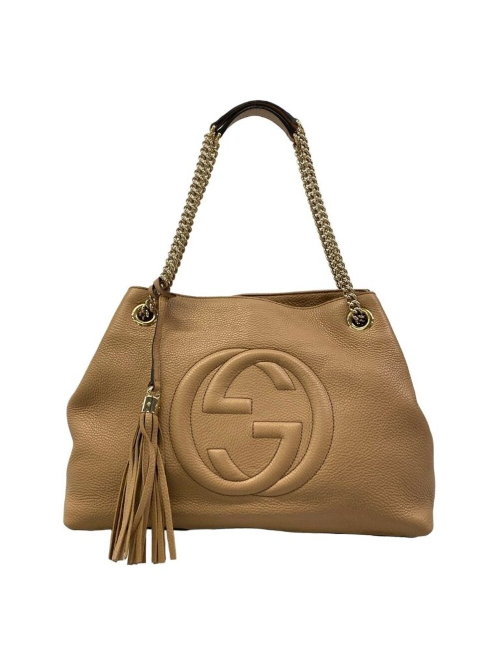 Gucci Shoulder Bag Soho Light Brown Chain Leather